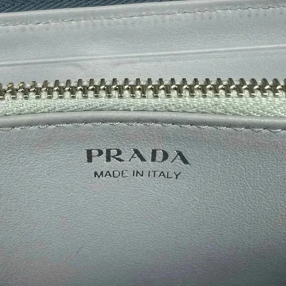Prada Blue Glace and City Calf Leather Etiquette Continental Wallet - Picture 10 of 12